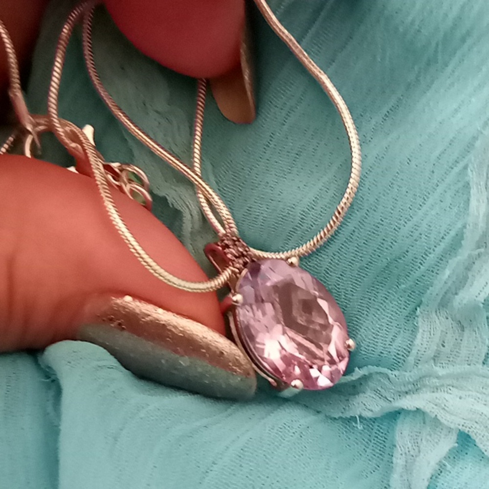 Amethyst pendant Sterling Silver With Chain 925 - Picture 3 of 4